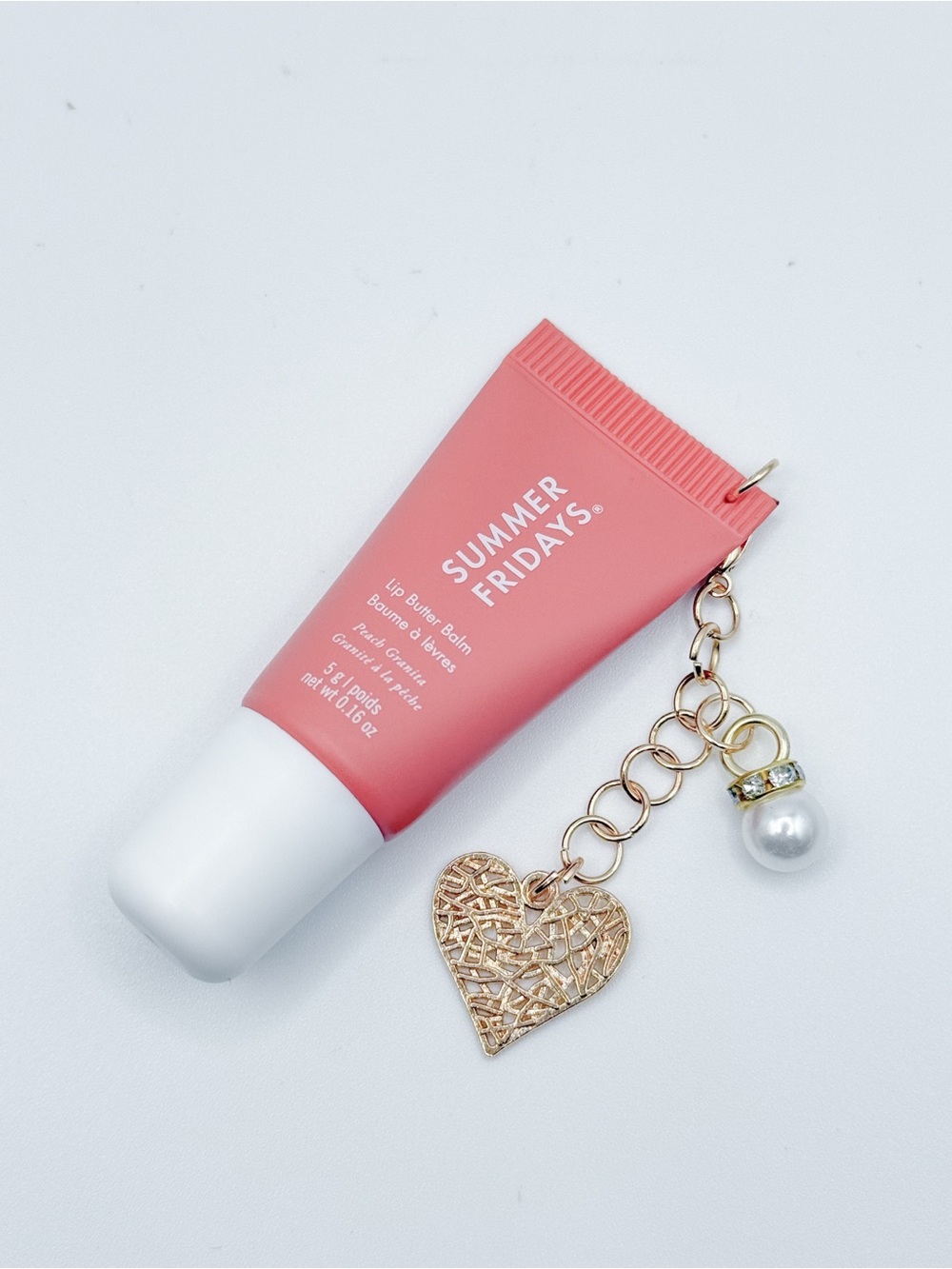 Summer Fridays Peach Granita Mini Lip Butter Balm With Heart Charm